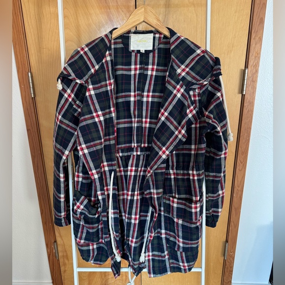 Hei Hei Anthropologie Plaid Flannel Tie Waist Lightweight Anorak Size S - Picture 2 of 12